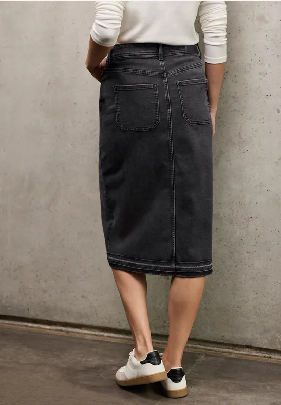 Midi denim rok Authentic Black Washed
