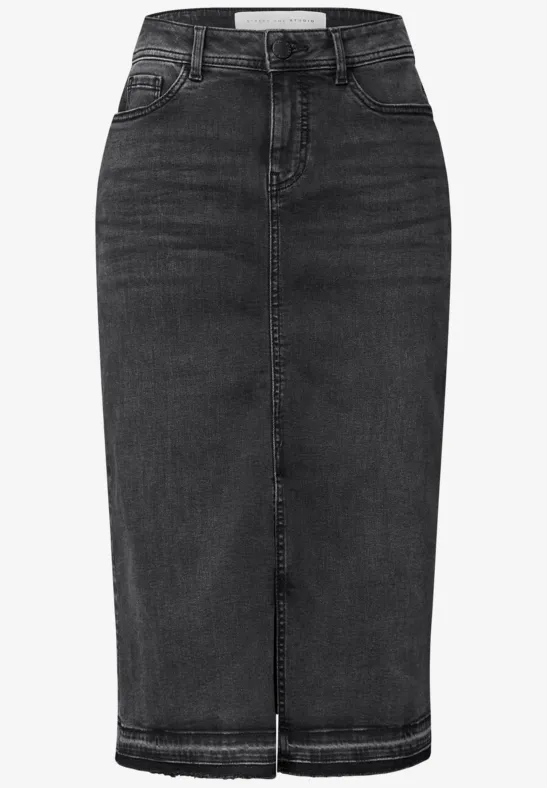 Midi denim rok Authentic Black Washed
