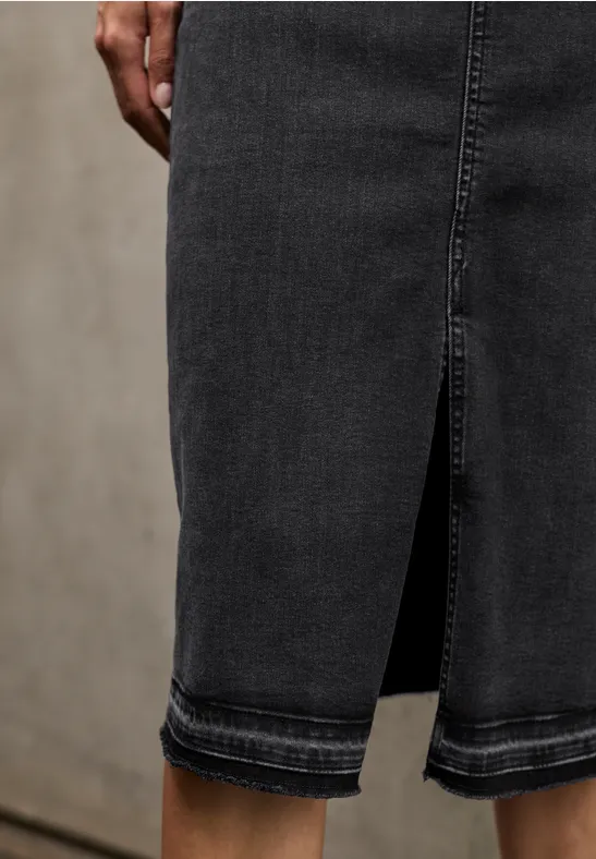 Midi denim rok Authentic Black Washed