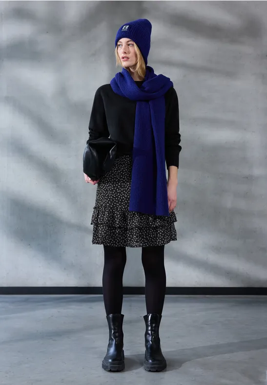 Gedessineerde chiffon rok Black