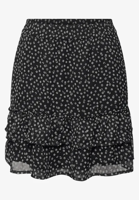 Gedessineerde chiffon rok Black