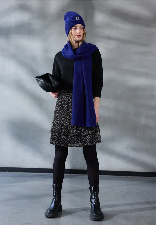 Gedessineerde chiffon rok Black