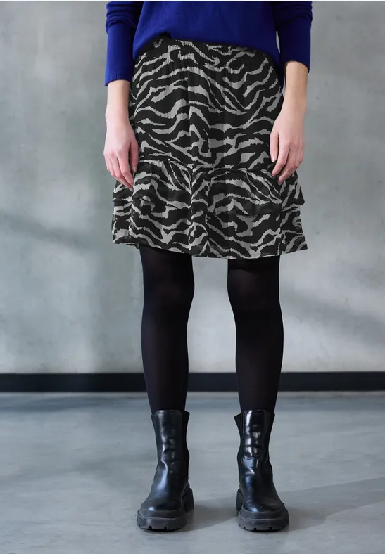 Gedessineerde chiffon rok flint grey