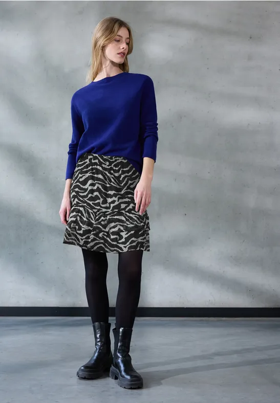 Gedessineerde chiffon rok flint grey