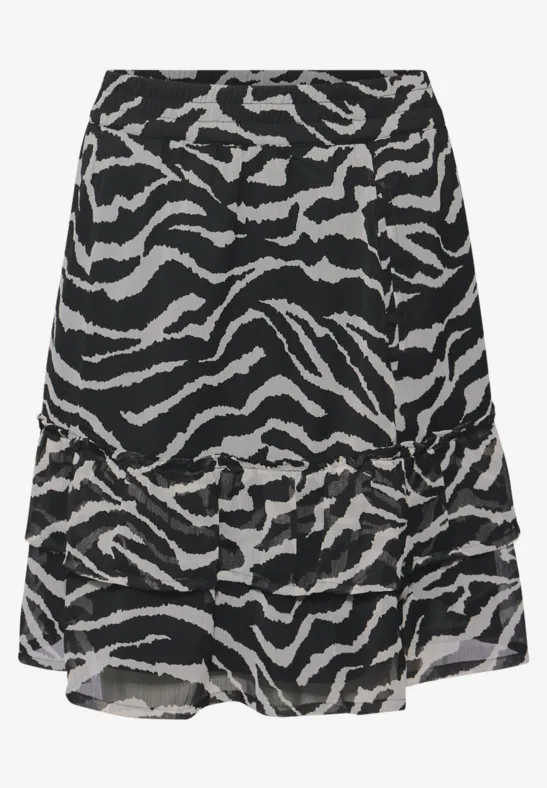 Gedessineerde chiffon rok flint grey