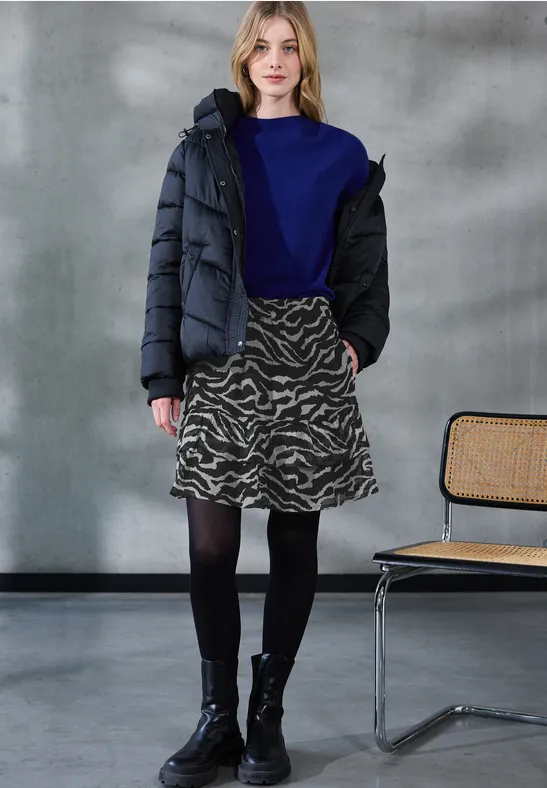 Gedessineerde chiffon rok flint grey
