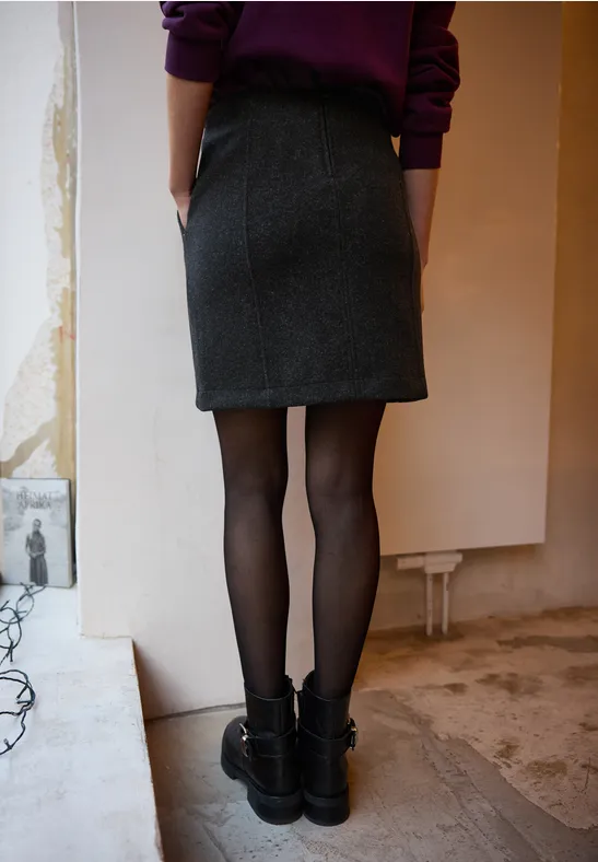 Wełniana spódnica anthracite melange