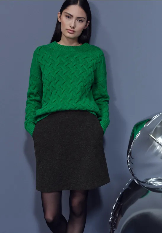 Wełniana spódnica anthracite melange