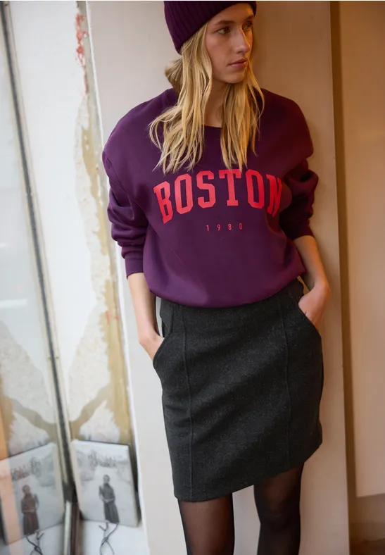 Wełniana spódnica anthracite melange