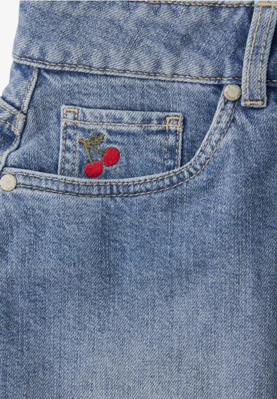 Korte denim rok in een High Waist pasvorm light mid blue washed