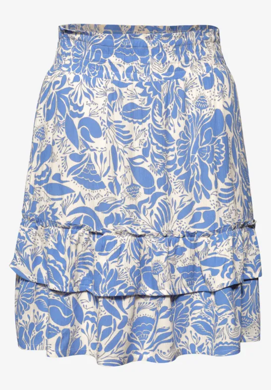 Knielange rok met bloemenpatroon eventide blue