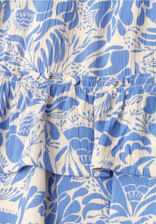 Knielange rok met bloemenpatroon eventide blue