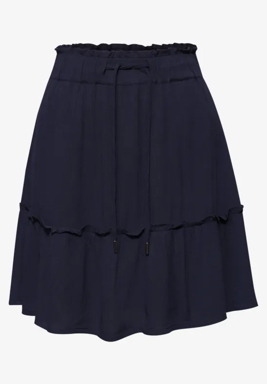 Knielange rok met volants en zakken midnight muse