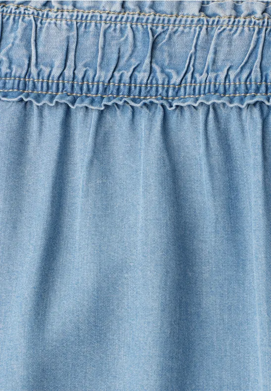 Maxirok met paperbag tailleband Light Blue soft wash