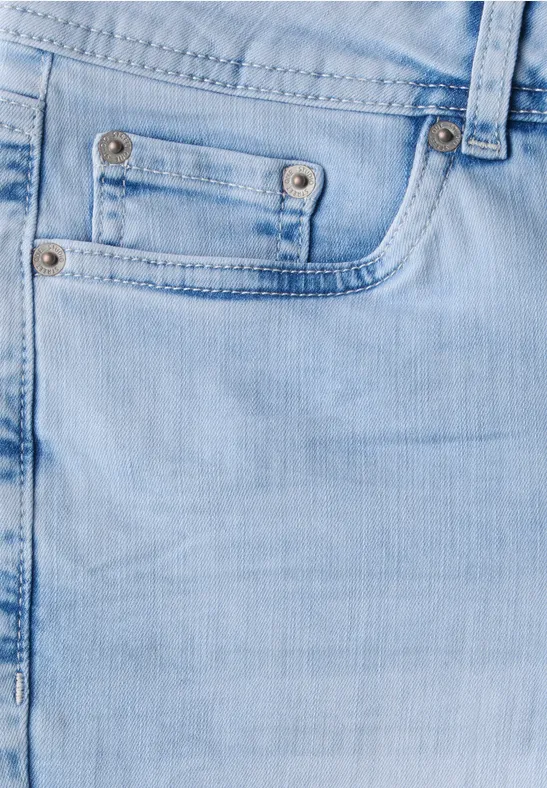 Jeans Donna Street One Studio A Gamba Larga - Vita Alta In Denim Blu Con Elastan