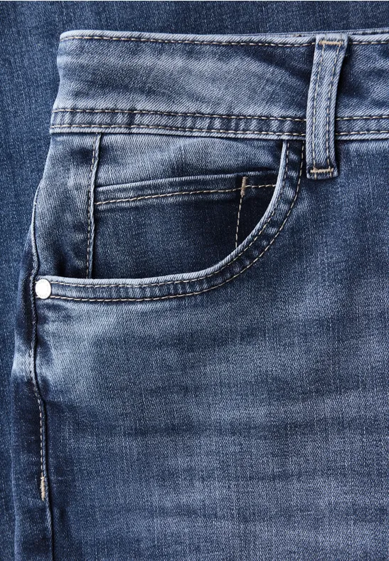 Cropped jeans met Wide Legs Medium Blue Wash