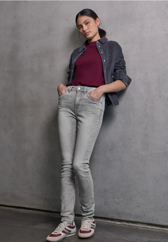 Skinny Fit Jeans Light Grey Random