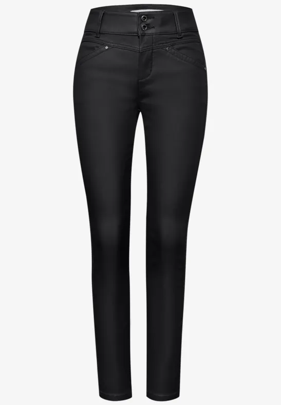 Slim Fit broek met coating Black