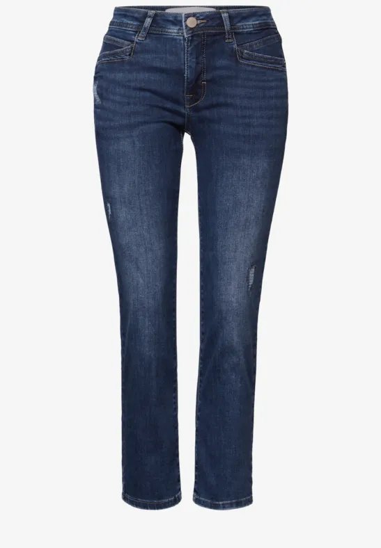 Straight Leg Jeans Dark Blue Wash