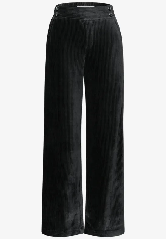 Straight Leg Cordhose Black