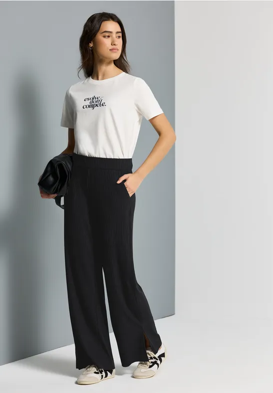 Jersey-Hose mit Schlitzen Black