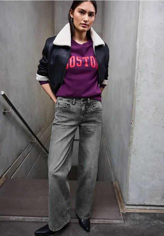 Wide Leg Jeans black washed