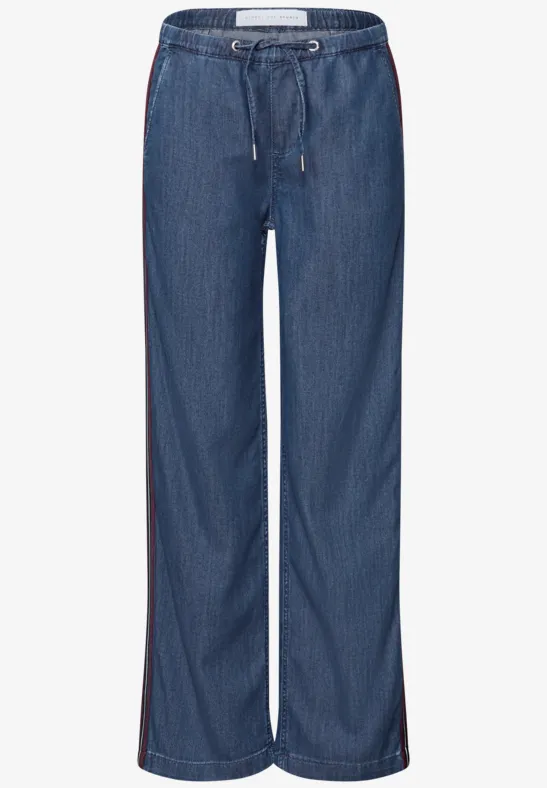 Jeans mit Gallonstreifen soft indigo washed
