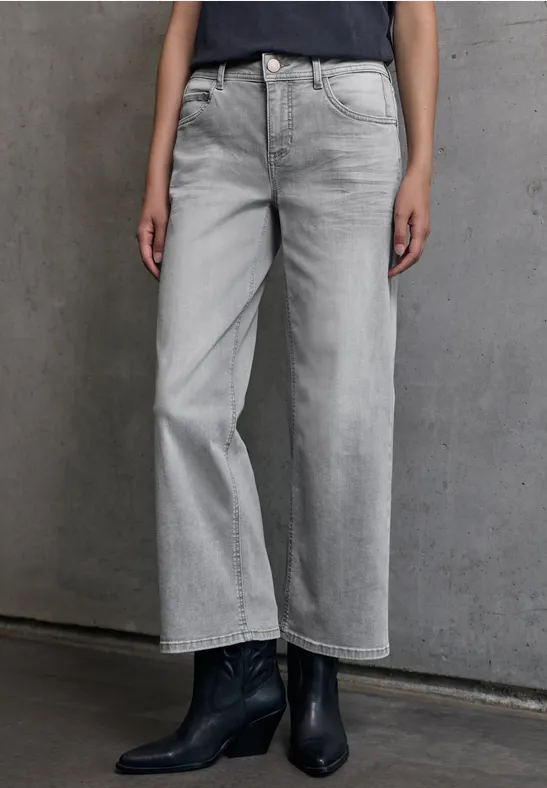 Wide Leg Jeans light grey random washed