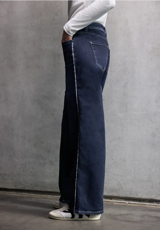 Wide Leg Jeans Dark blue washed