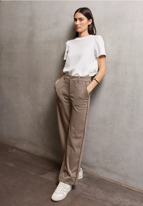 Pantalon Straight Legs Melange sandstone beige mel.