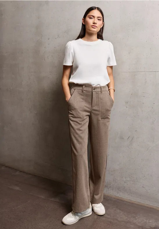 Pantalon Straight Legs Melange sandstone beige mel.