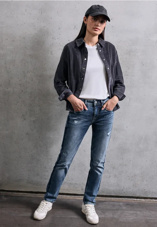 Jeans mit Destroyed Details Medium Blue Destroy