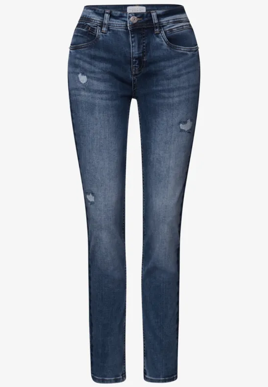 Jeans mit Destroyed Details Medium Blue Destroy