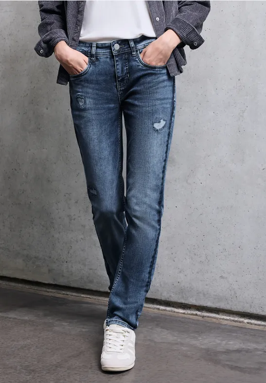 Jeans mit Destroyed Details Medium Blue Destroy