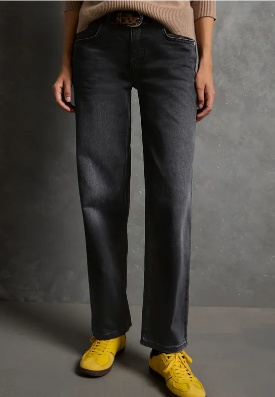 Straight Leg Jeans Black Washed