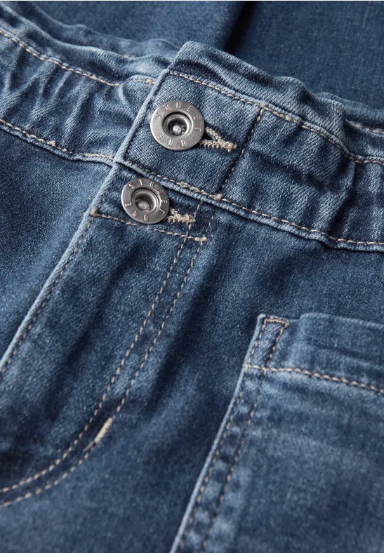 Paperbag Jeans im Loose Fit Medium Blue Washed