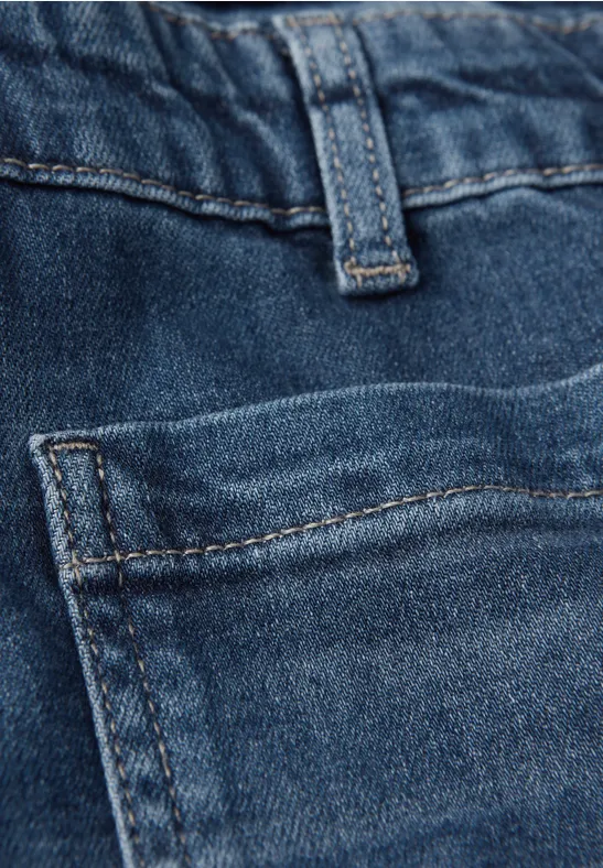 Paperbag Jeans im Loose Fit Medium Blue Washed