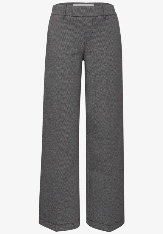 Wide Leg Herringbone Hose Black