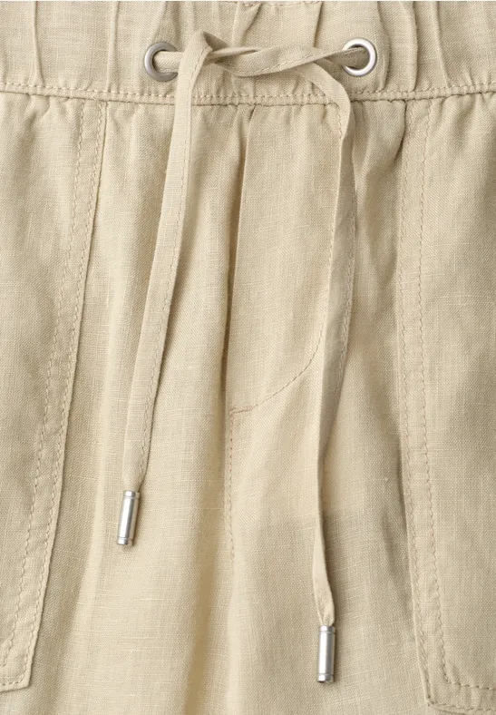 Slim Legs broek in een Loose Fit van linnen warm beige