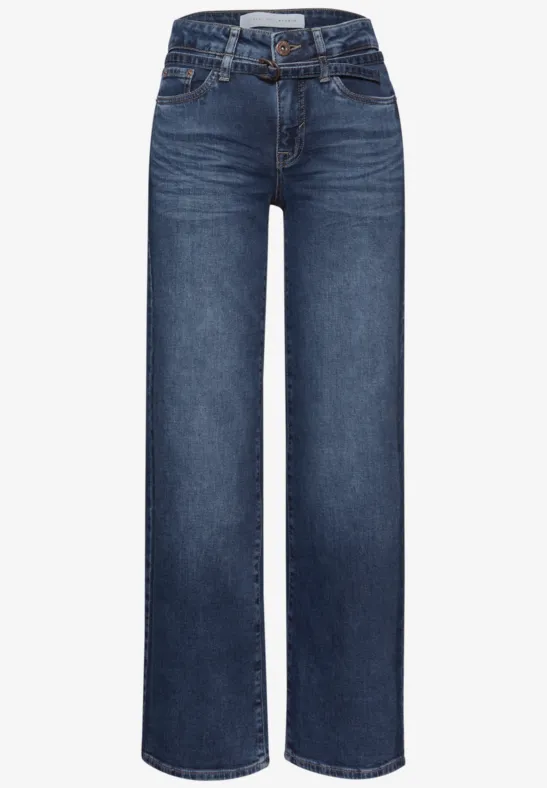Wide Leg Jeans mit Detail Medium Blue Wash