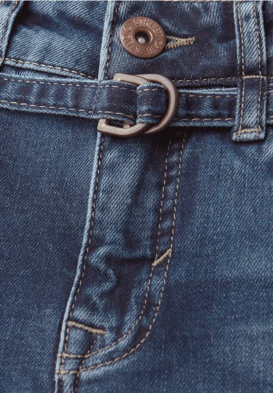 Wide Leg Jeans mit Detail Medium Blue Wash