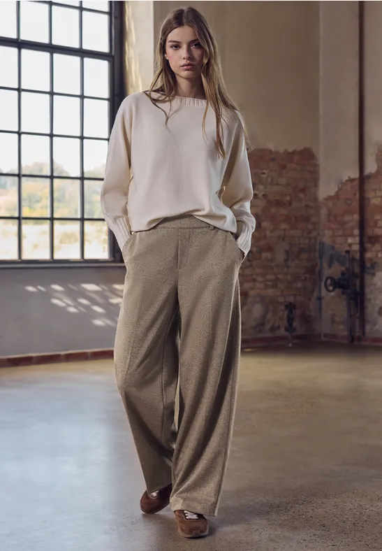 Wide Leg Melange Hose rustic brown mel.