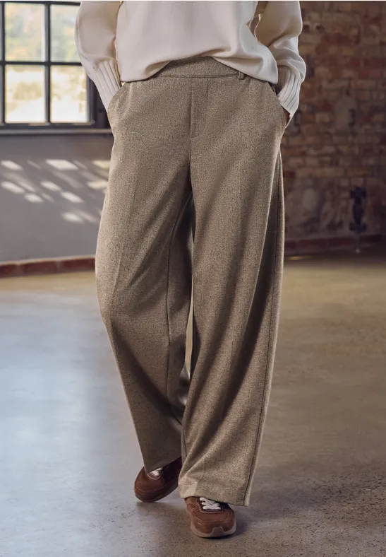 Wide Leg Melange Hose rustic brown mel.