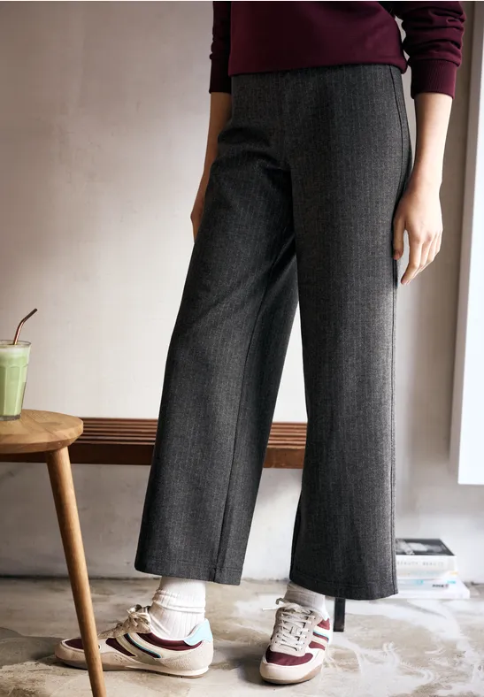 Pinstripe broek Wide Legs gravel grey mel.