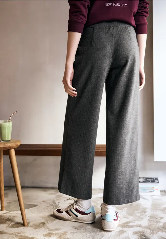 Pinstripe broek Wide Legs gravel grey mel.