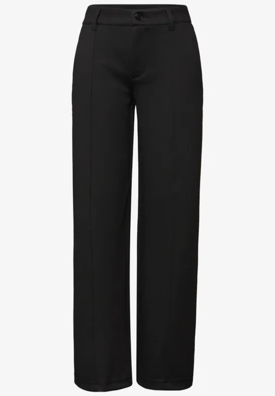 Broek met wijde pijpen in keperstof Black