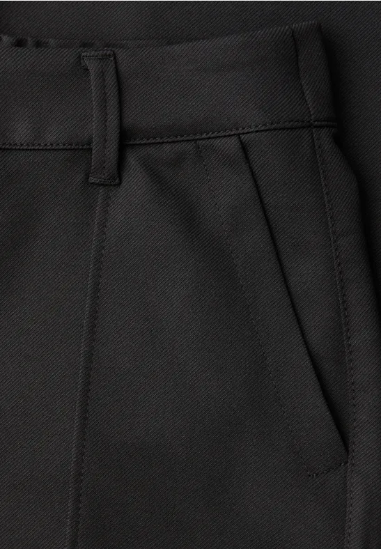 Broek met wijde pijpen in keperstof Black