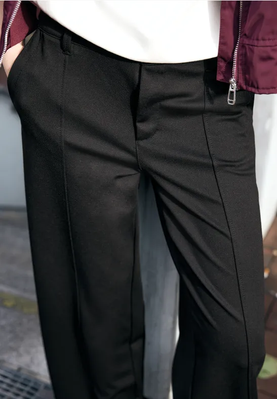 Broek met wijde pijpen in keperstof Black