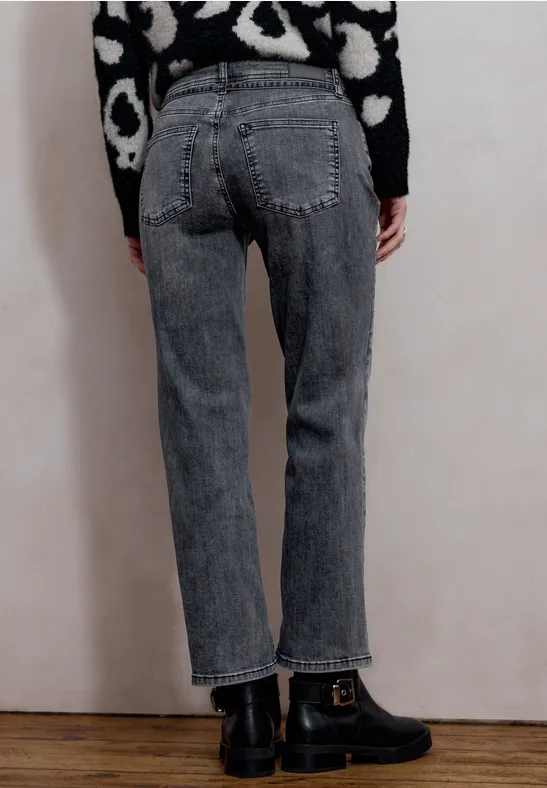 Straight Leg Jeans Grey Washed