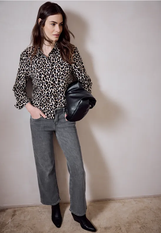 Wide Leg Jeans Grey Washed